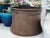 Rustic Huge Antique Copper Cauldron: Hand Forged Firewood Bucket 19" With Hand Etched Riveted Handle Green Patina Damage For Sale - Image 3 of 14