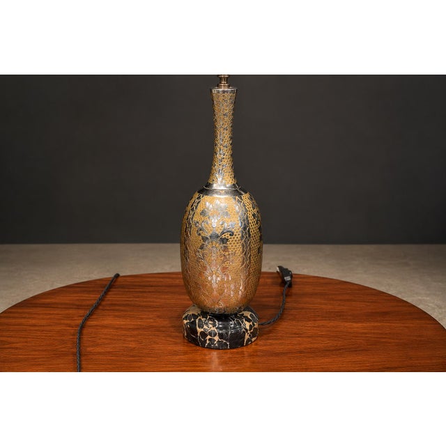 1930s Art Nouveau Table Lamps in Metal, Brass and Marble - a Pair For Sale - Image 9 of 16