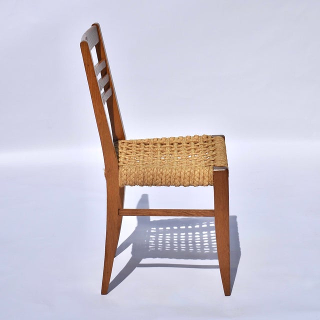 Tan 1940s Pair of Rope & Beech Wood Chairs Attributed to Frida Minet & Adrien Audoux for Vibo Vesoul For Sale - Image 8 of 10