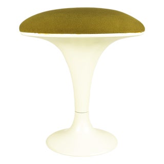 Space Age Italian White Fiberglass & Olive Green Seat Stool, 1960s For Sale