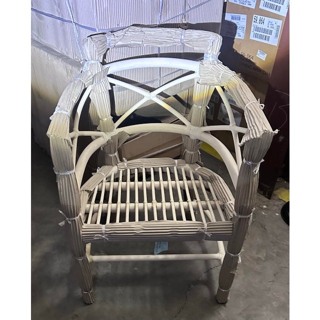 McGuire Furniture Set of 4 Gondola Chairs, With Round Table Base, Black Lacquer For Sale In Charlotte - Image 6 of 6