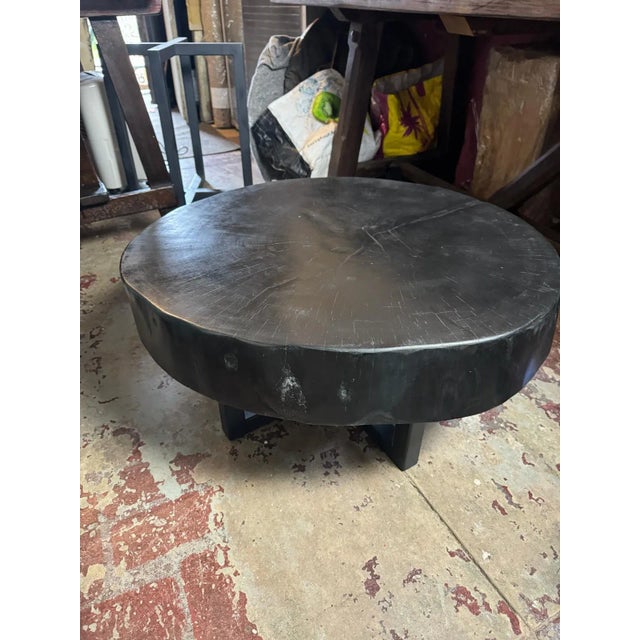 2010s Wabi Sabi Round Coffee Table – Ebonized Black For Sale - Image 5 of 9