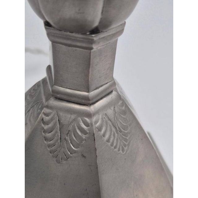 Danish Grace Table Lamp in Pewter with Decor of Leaves by Just Andersen, 1920 For Sale - Image 8 of 9