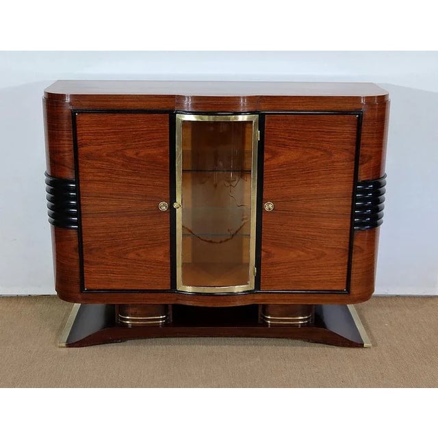 Brown Art Deco Wood and Brass Buffet, 1930s For Sale - Image 8 of 18