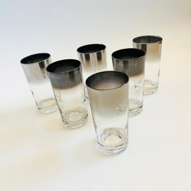 A set of 6 mid century silver fade highball tumblers made in the "VIQ2" pattern by Vitreon in the 1970s. Each features a...