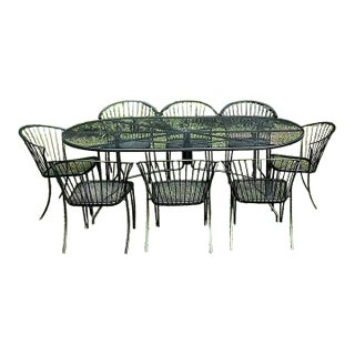 1990s Pinecrest Woodard Style Patio Garden Dining Set, 9 Pieces For Sale