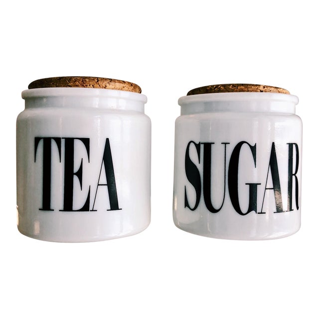 Vintage Milk Glass Sugar Tea Canister Jars A Pair Chairish