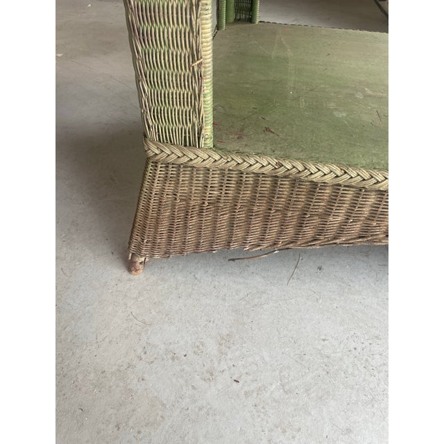 Wood Antique Wicker Library Table For Sale - Image 7 of 11