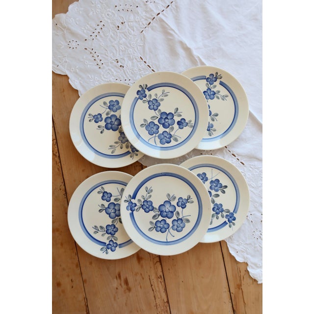 Gien Vintage Earthenware Dessert Plates with Nancay Pattern from Gien, 1960s, Set of 6 For Sale - Image 4 of 7