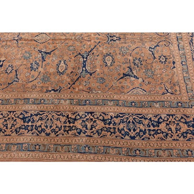 Antique Persian Tabriz Camel Handmade Wool Rug For Sale In New York - Image 6 of 8