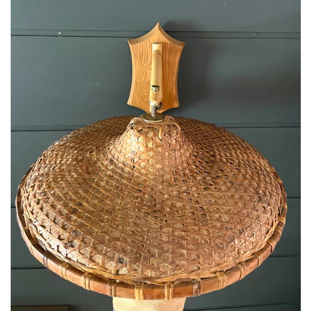 Mid 20th Century Organic Woven Wicker and Bamboo Wall Sconce For Sale - Image 9 of 12