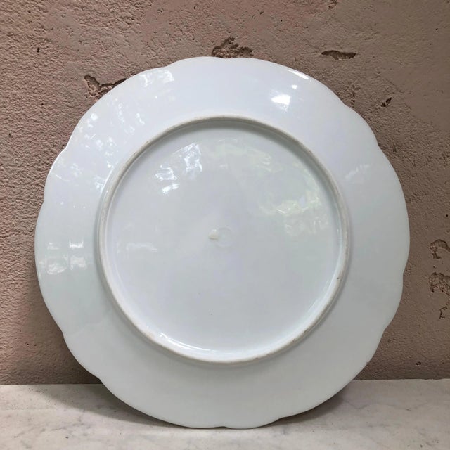 French Mid 19th Century French Porcelain Pink Flower Plate For Sale - Image 3 of 5