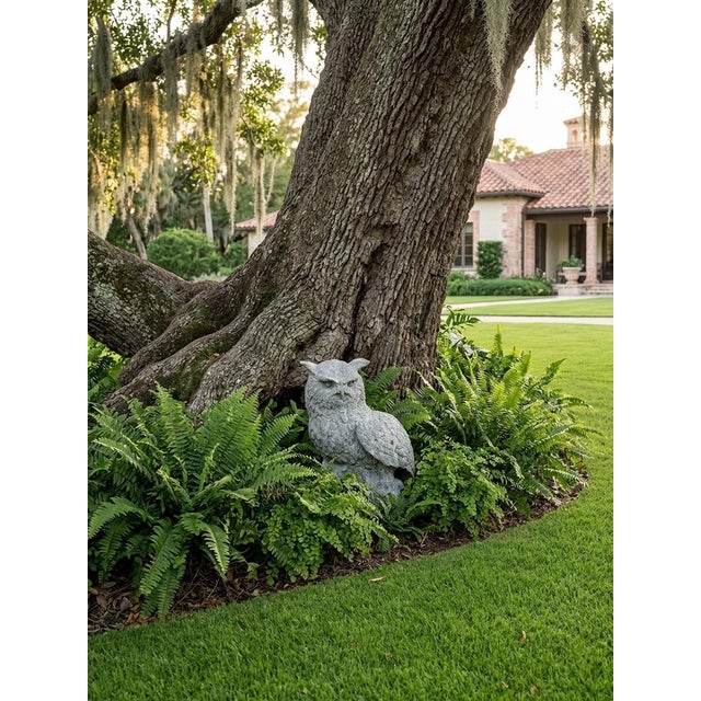 Vintage Cast Iron Horned Owl Garden Sculpture For Sale - Image 10 of 11