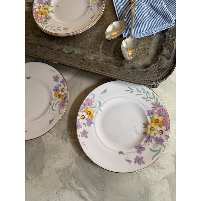 1960s Vintage Tuscan China Made in England Floral Dessert Plates - Set of 5 For Sale - Image 5 of 12