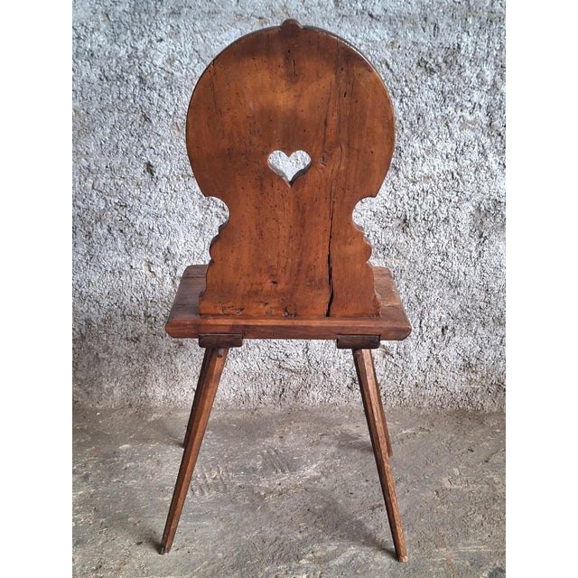 Antique Alpine Peasant Chair with Cut-Out Heart, 1700s For Sale - Image 6 of 8