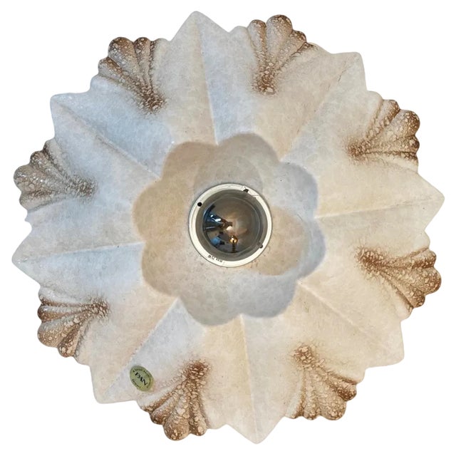 Flower Shell White Sand Ceramic Wall Light attributed to Hustadt Keramik, Germany, 1970s For Sale