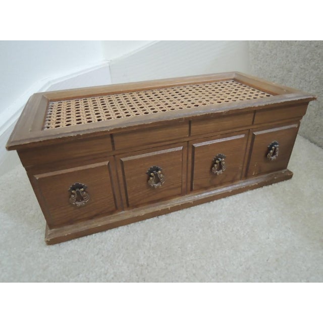 Cane Top Oak Wood Jewelry Music Box For Sale - Image 12 of 12