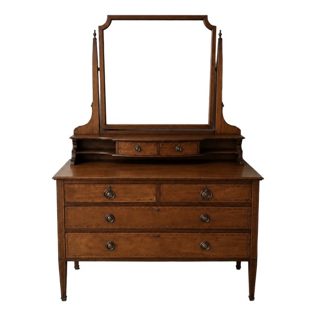 Dressing Table with Mirror in Wood For Sale