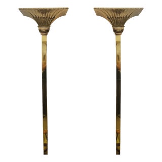 Empire Wall Sconces in Gold Brass, 1920s, Set of 2 For Sale