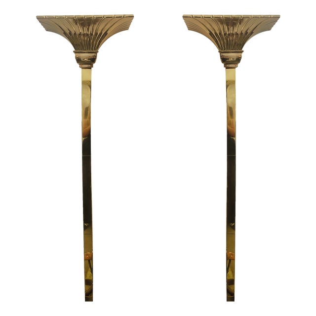 Empire Wall Sconces in Gold Brass, 1920s, Set of 2 For Sale