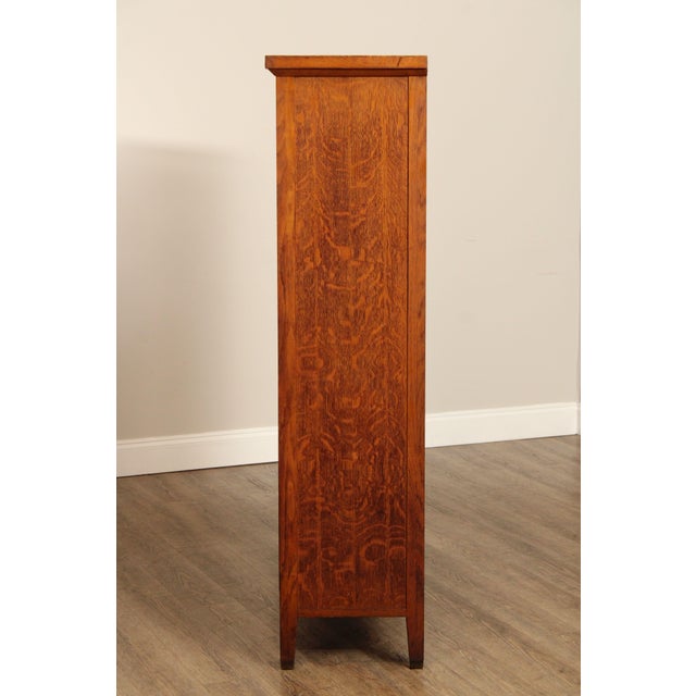 Antique Mission Oak Sliding Glass Door Bookcase For Sale - Image 15 of 18