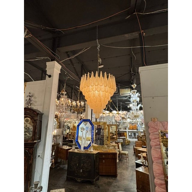 Modern Murano Gold Granola Glass Tear Drop Chandelier For Sale - Image 3 of 5