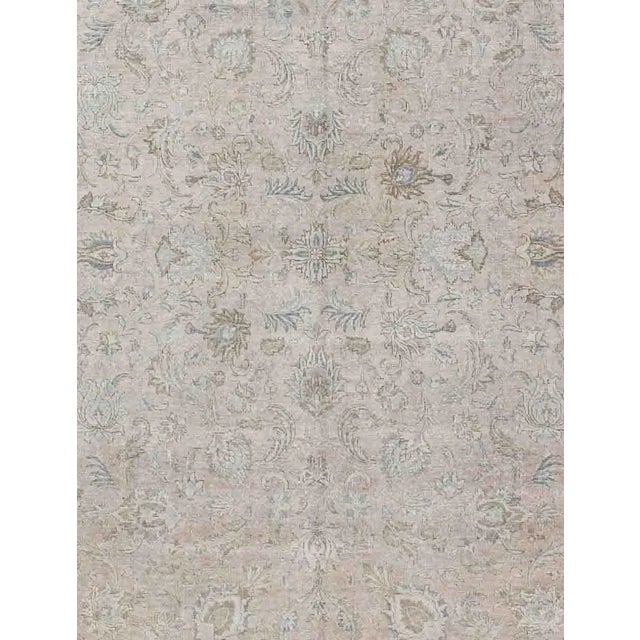 Persian Tabriz Long Rug with Floral Design in Ivory, Blue, Blush, Brown.Vintage/Semi Antique Persian Tabriz rug with all-...