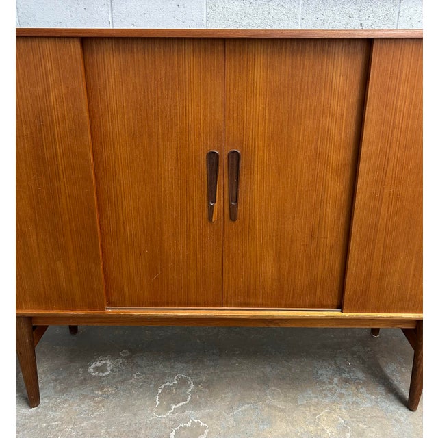 Mid-Century Modern Danish Teak Mid Century Modern Credenza High Sideboard Built in Bar 1960s For Sale - Image 3 of 11