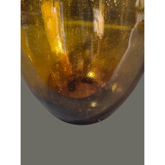 Vintage Art Glass Attributed Murano Amber Original Label "Made in Italy" Vase For Sale - Image 4 of 7