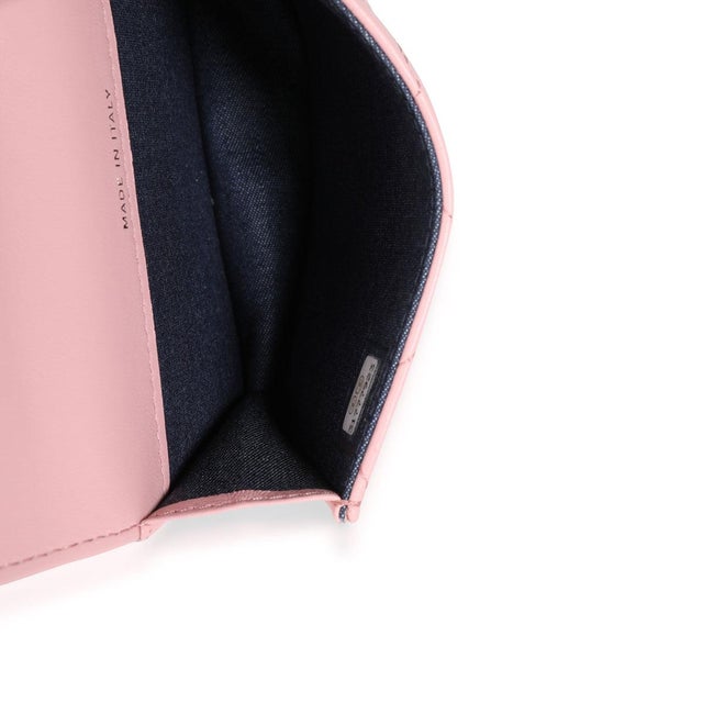 Animal Skin Pink Quilted Lambskin Elegant Chain Mini Belt Bag For Sale - Image 7 of 7