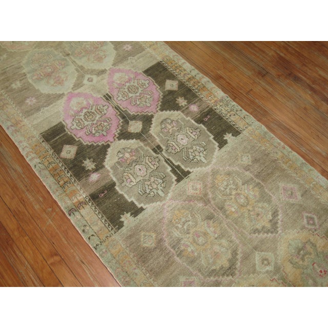 Turkish Oushak Runner with Pink Hues For Sale - Image 4 of 6