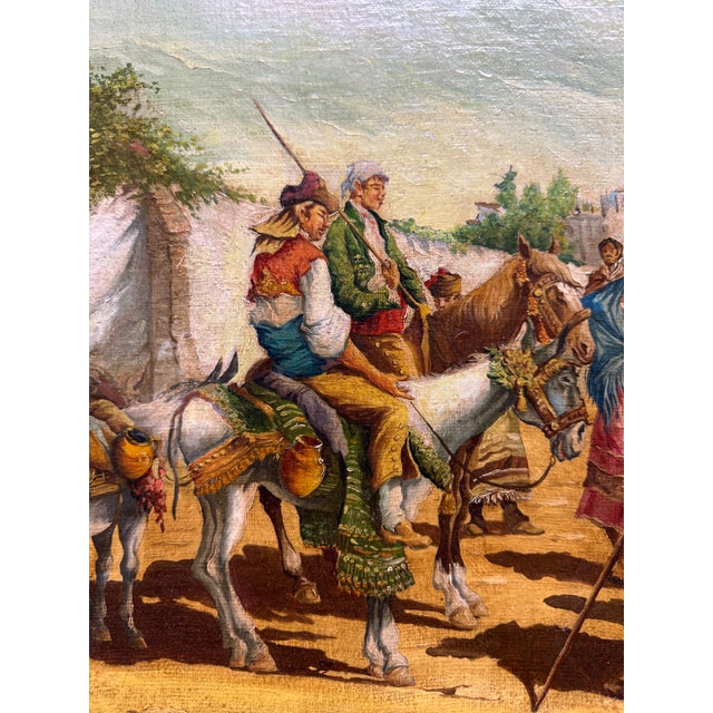 Yellow A 19th C. European Oil on Canvas Painting Set in an Ornate Frame For Sale - Image 8 of 10