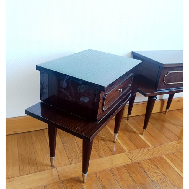 Mid-Century Lacquered Wood Bedside Tables, 1950s, Set of 2 For Sale - Image 12 of 16