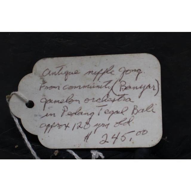Antique 19th Century Balinese Gamelan Gong With Old Padangtegal Dealer Tag and Mallet — 10.5" For Sale - Image 15 of 18