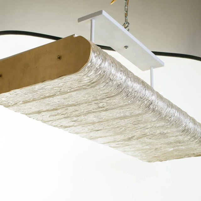 Transparent Large Italian Textured Glass Chandelier For Sale - Image 8 of 13