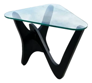 1950s Noguchi Style Biomorphic "Airplane" Side Table W/ Triangle Glass Top