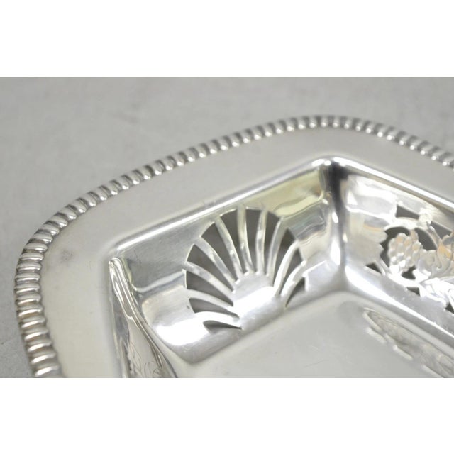 Mid 20th Century Vintage Primrose Plate England Victorian Silver Plated Reticulated Trinket Dish For Sale - Image 5 of 12