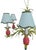 1990s Vintage Custom Hand Painted Palm Beach Regency Pink Green Pineapple 6 Light Chandelier W/ Striped Shades For Sale - Image 5 of 12