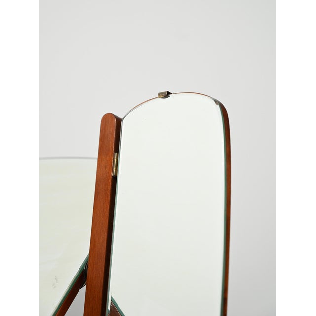 Brown Scandinavian Dressing Table with Trilobate Mirror, 1950s-1960s For Sale - Image 8 of 9
