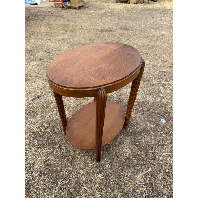 1940s Vintage French Art Deco Solid Walnut Coffee Table or Side Table For Sale - Image 10 of 12