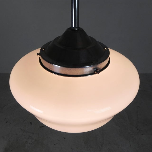 Art Deco Pendant Lamp with White Shade, 1930s For Sale - Image 9 of 13