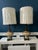Monumental Hollywood Regency Marble, Hand-Painted Glass & Bronze Table Lamps — 40.75” - a Pair For Sale - Image 4 of 18