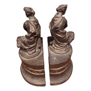 Antique Patinated Metal Figural Bookends