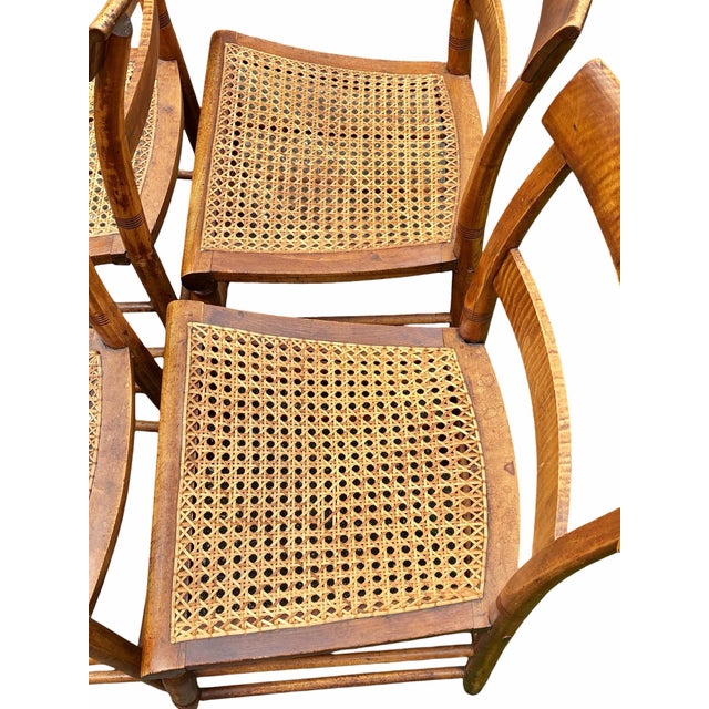 Orange Antique Set of Four Tiger Maple Federal Period Dining Chairs For Sale - Image 8 of 12