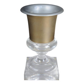 Hollywood Regency Style Acrylic Gold Goblet Vase For Sale