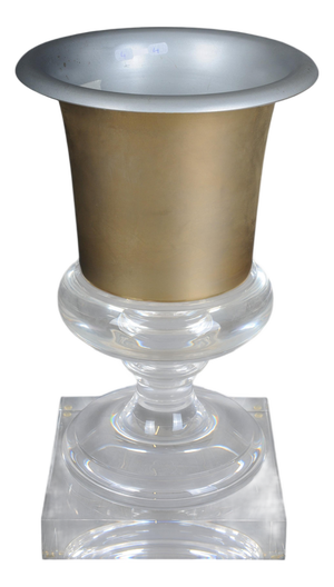 Hollywood Regency Style Acrylic Gold Goblet Vase