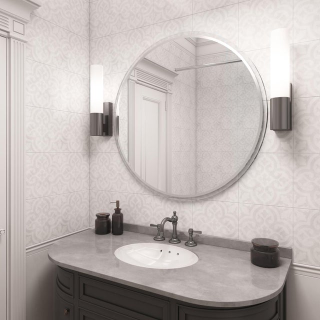 White Clare Round Mirror For Sale - Image 8 of 10