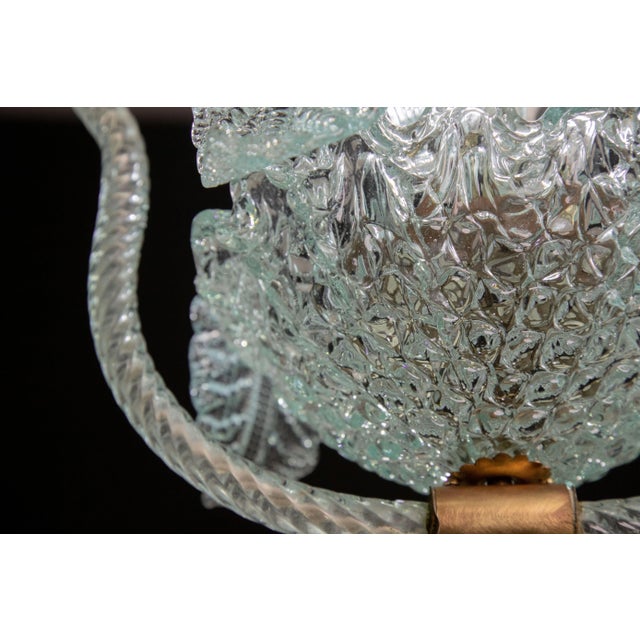 Set of 2 Blue and Transparent Barovier E Toso Light With Flowers, 1940s For Sale - Image 9 of 11