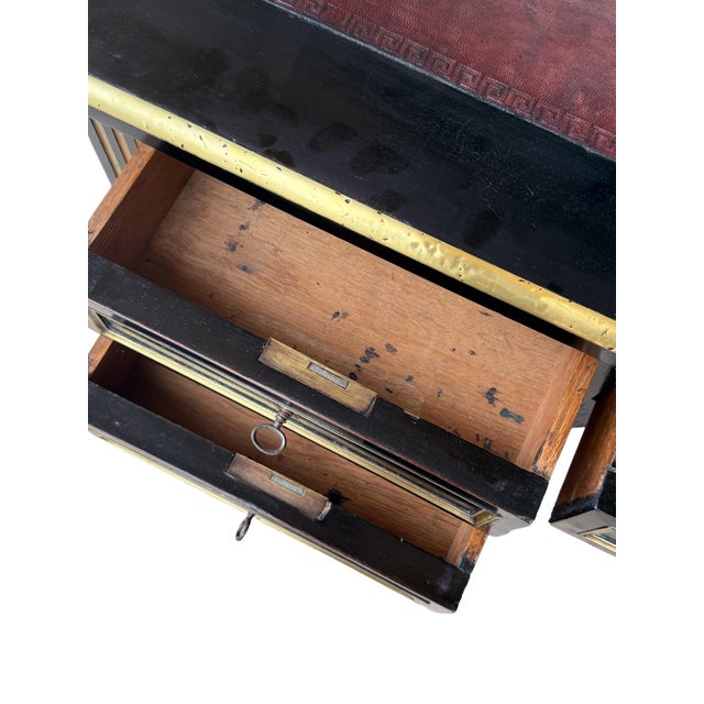 Louis XVI Ebonized Writing Table or Desk With Embossed Leather Top From France For Sale - Image 12 of 16