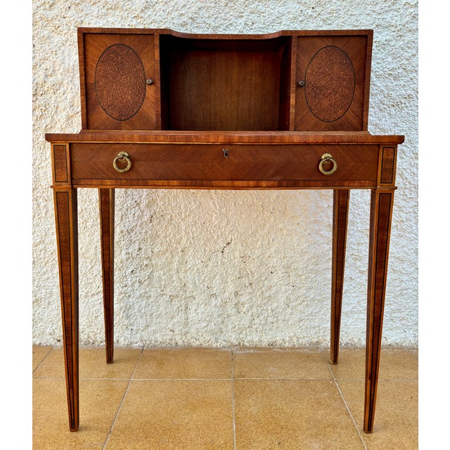 Brown Spanish Writing Desk With Upper Cabinets, 1940s For Sale - Image 8 of 18